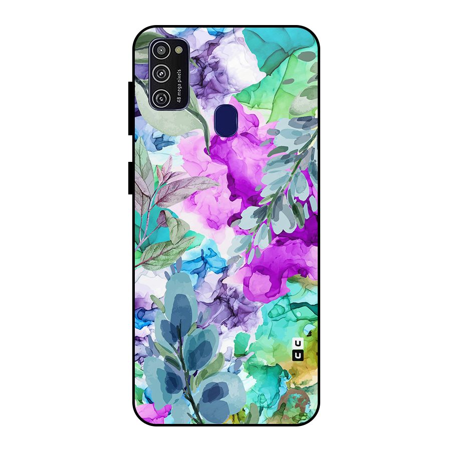 Decorative Florals Printed Metal Back Case for Galaxy M30s