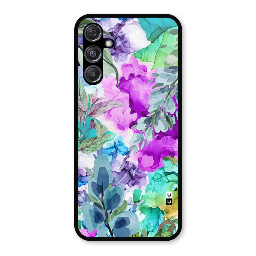 Decorative Florals Printed Metal Back Case for Galaxy M34 5G