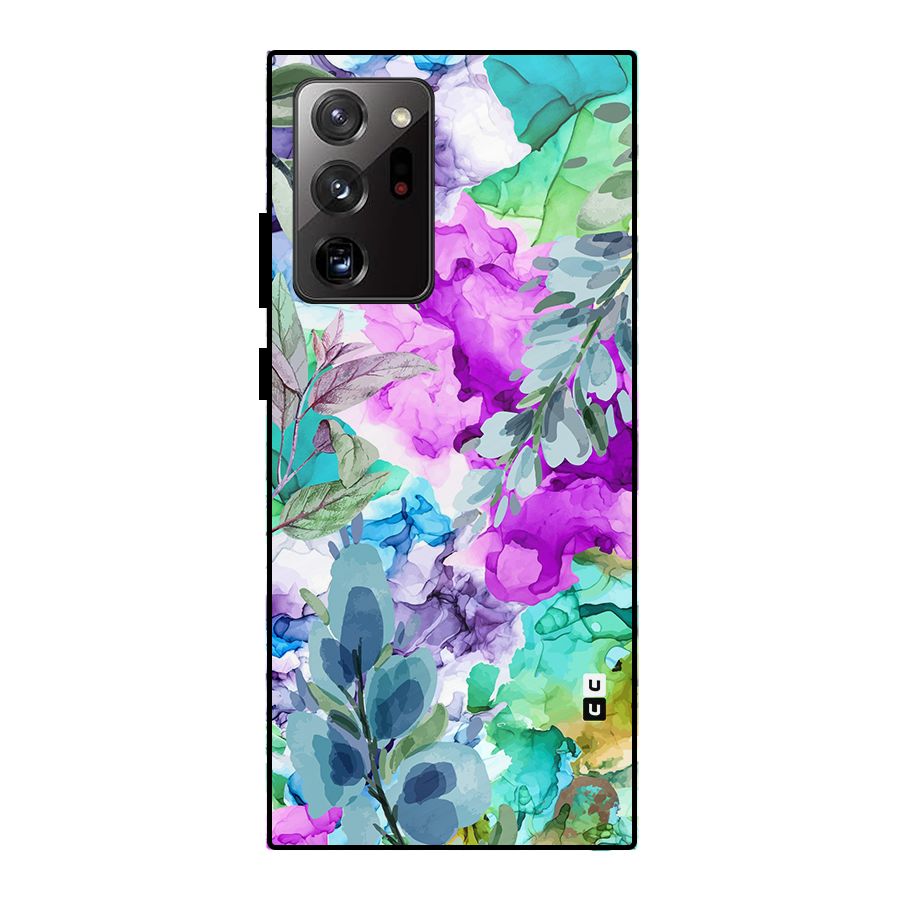 Decorative Florals Printed Metal Back Case for Galaxy Note 20 Ultra