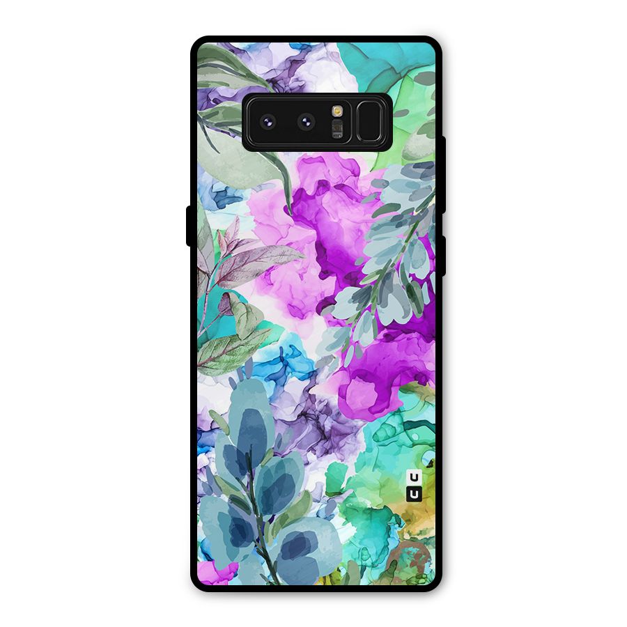 Decorative Florals Printed Metal Back Case for Galaxy Note 8