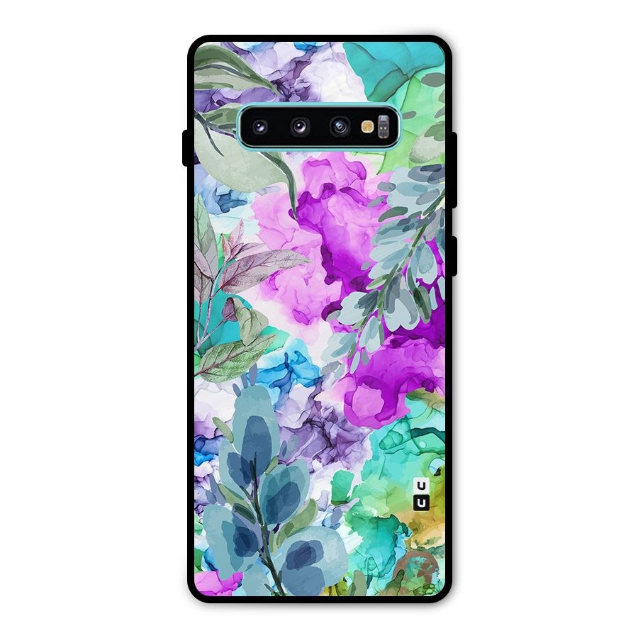 Decorative Florals Printed Metal Back Case for Galaxy S10 Plus