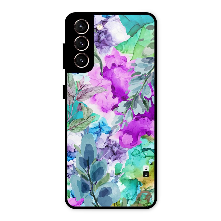 Decorative Florals Printed Metal Back Case for Galaxy S21 5G