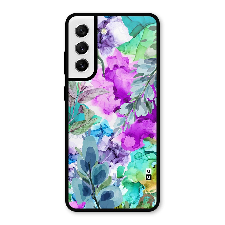 Decorative Florals Printed Metal Back Case for Galaxy S21 FE 5G