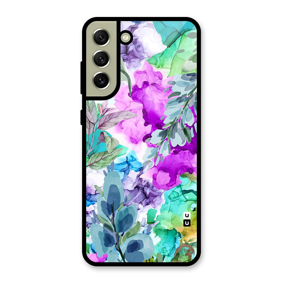 Decorative Florals Printed Metal Back Case for Galaxy S21 FE 5G (2023)