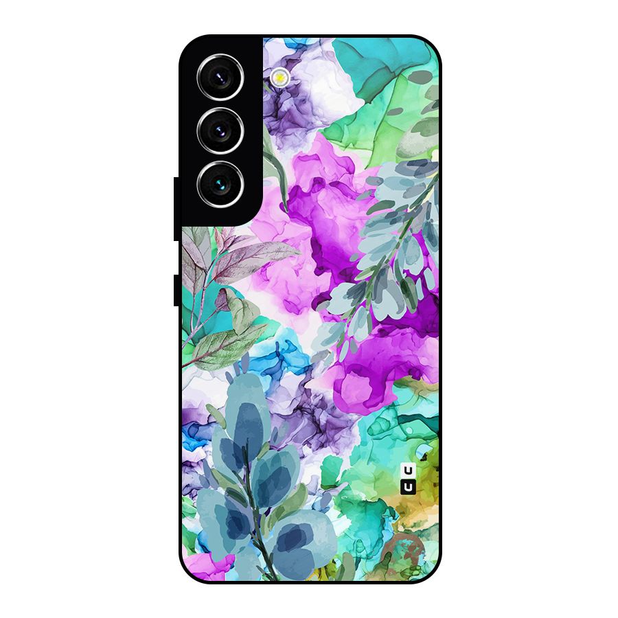 Decorative Florals Printed Metal Back Case for Galaxy S22 5G