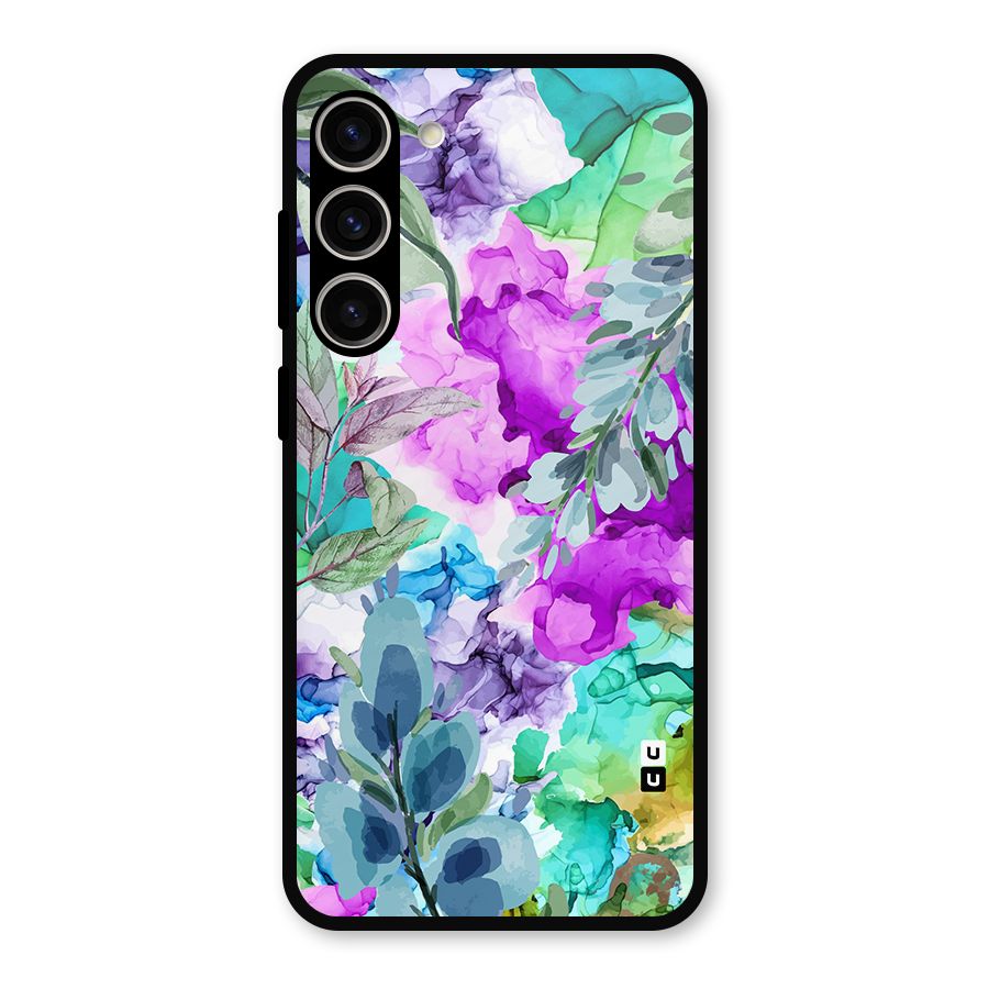 Decorative Florals Printed Metal Back Case for Galaxy S23 Plus