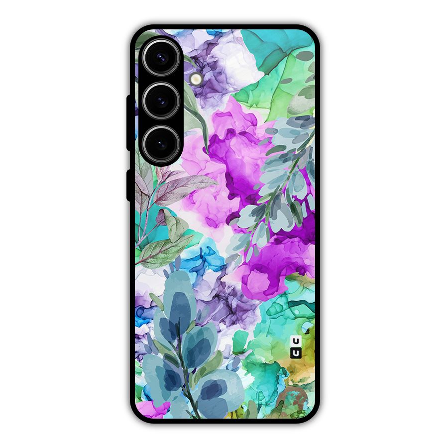 Decorative Florals Printed Metal Back Case for Galaxy S24 Plus