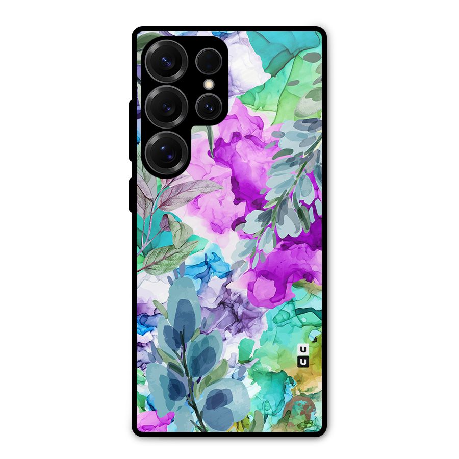 Decorative Florals Printed Metal Back Case for Galaxy S25 Ultra