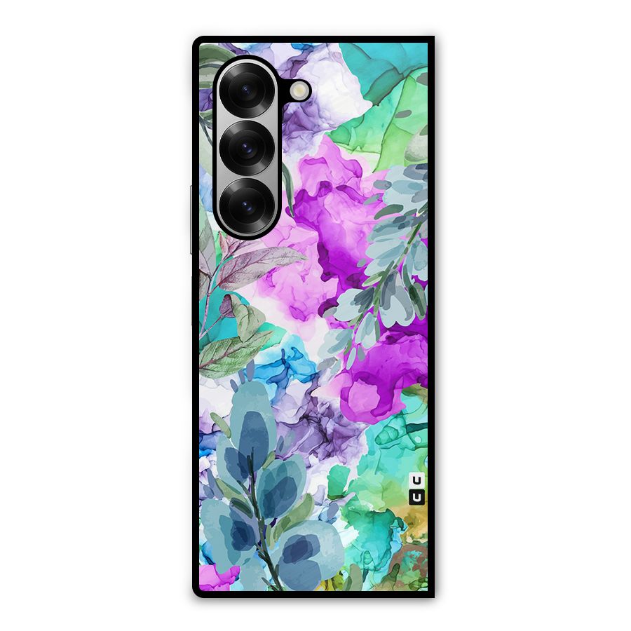 Decorative Florals Printed Metal Back Case for Galaxy Z Fold6