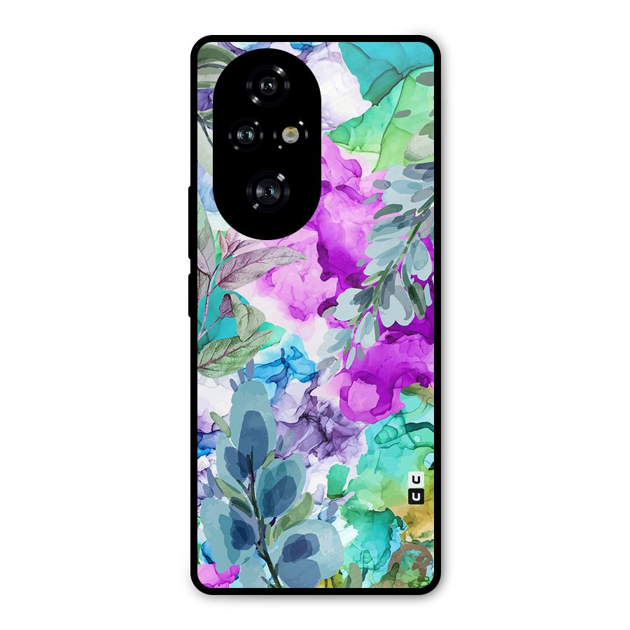 Decorative Florals Printed Metal Back Case for Honor 200 Pro