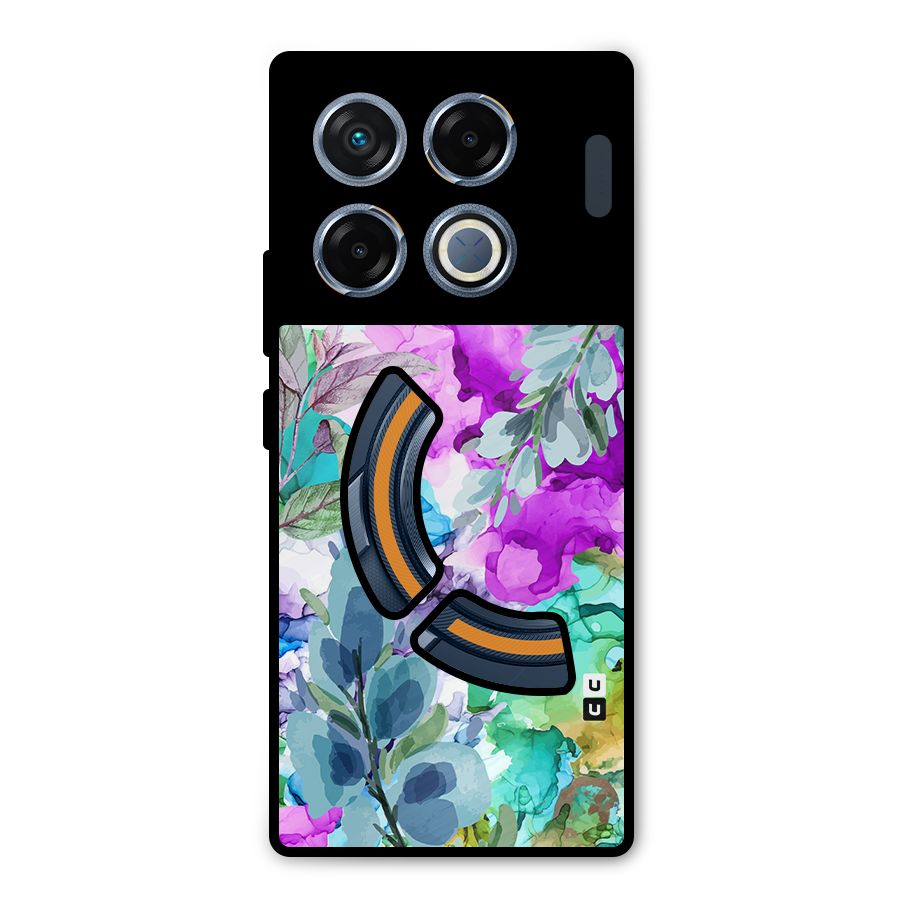 Decorative Florals Printed Metal Back Case for Infinix GT 20 Pro