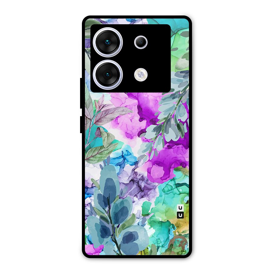 Decorative Florals Printed Metal Back Case for Infinix Zero 30 5G