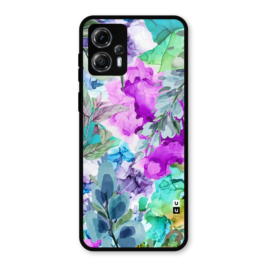 Decorative Florals Printed Metal Back Case for Moto G13