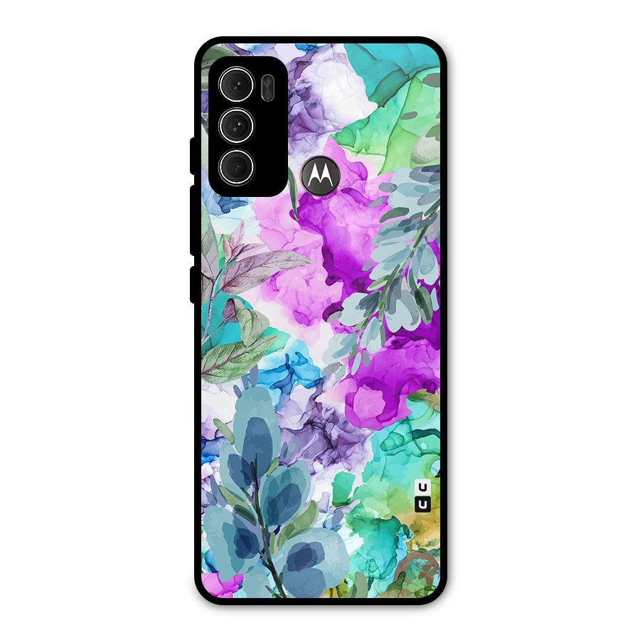 Decorative Florals Printed Metal Back Case for Moto G60
