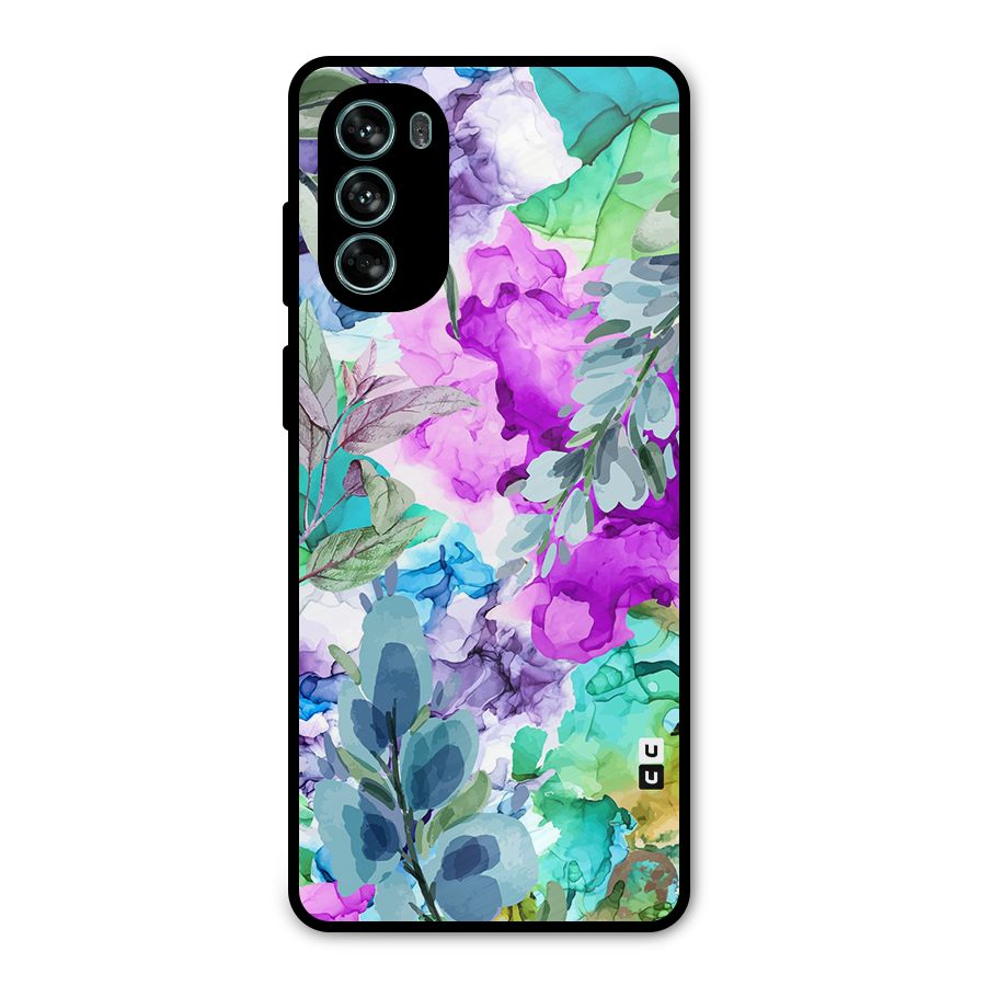 Decorative Florals Printed Metal Back Case for Moto G62