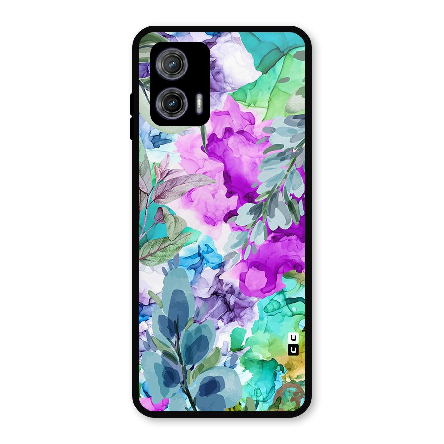 Decorative Florals Printed Metal Back Case for Moto G73