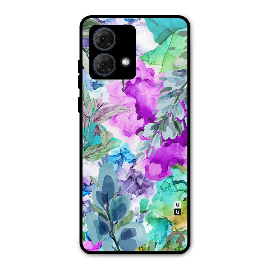 Decorative Florals Printed Metal Back Case for Moto G84