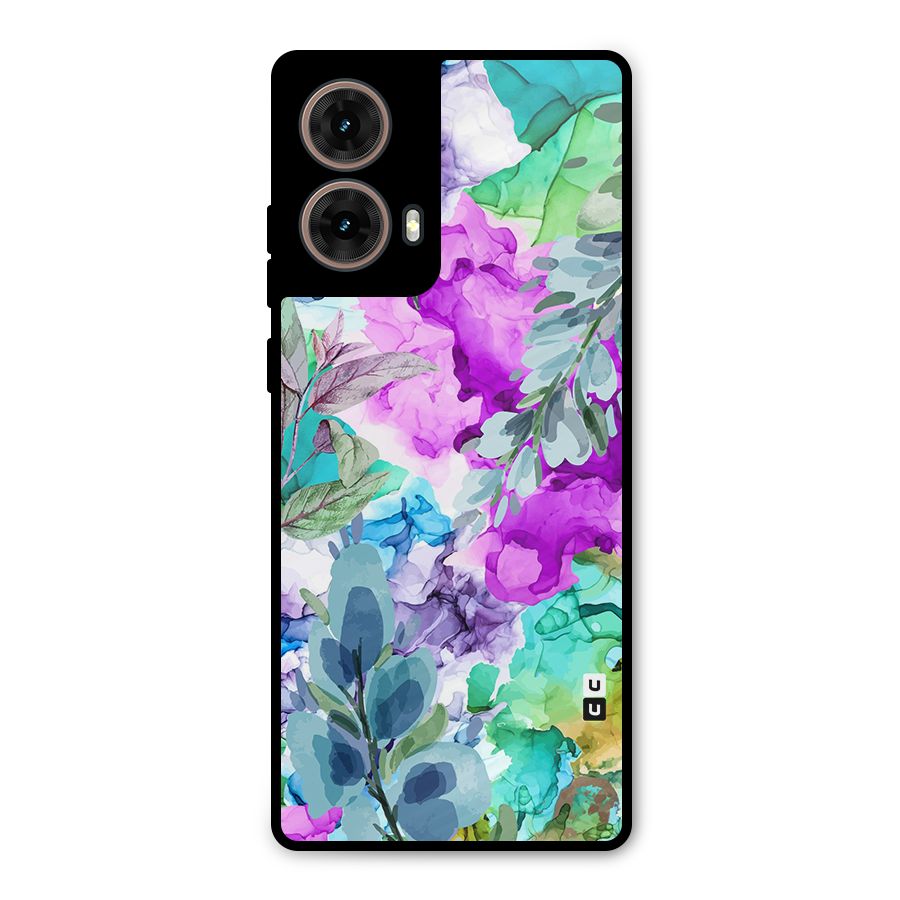 Decorative Florals Printed Metal Back Case for Moto G85