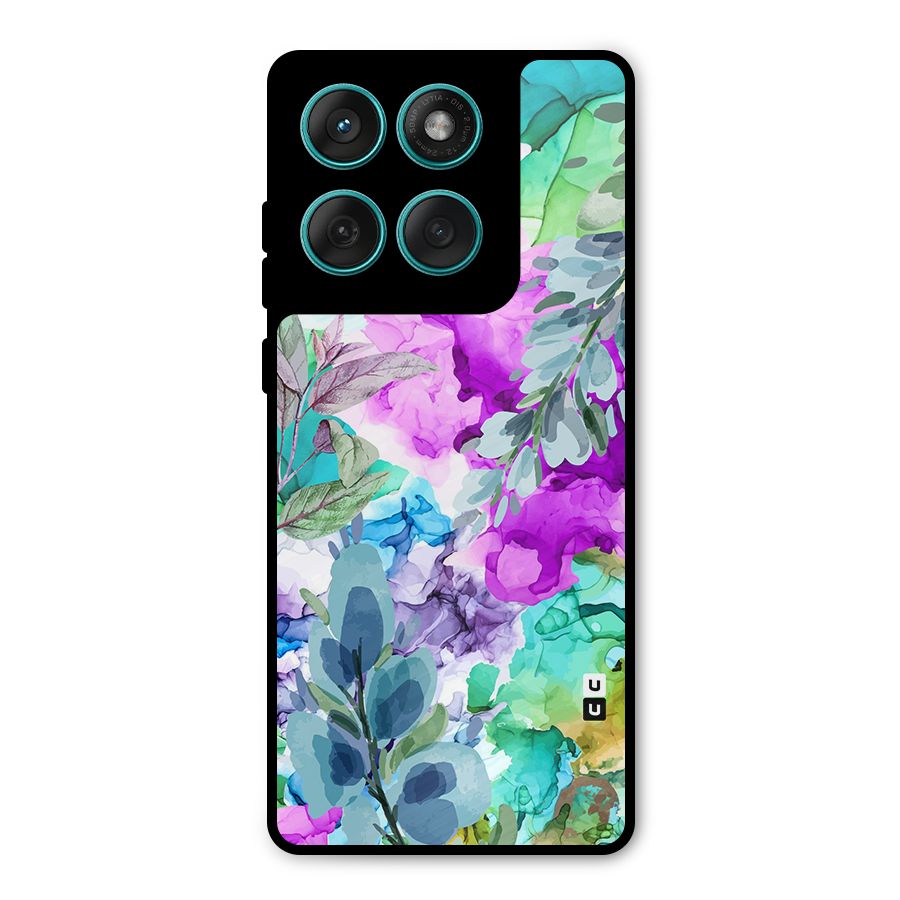 Decorative Florals Printed Metal Back Case for Motorola Edge 60 Fusion