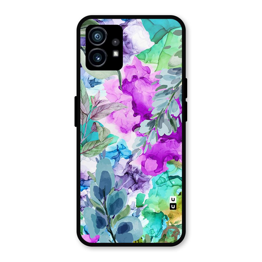 Decorative Florals Printed Metal Back Case for Nothing Phone 1