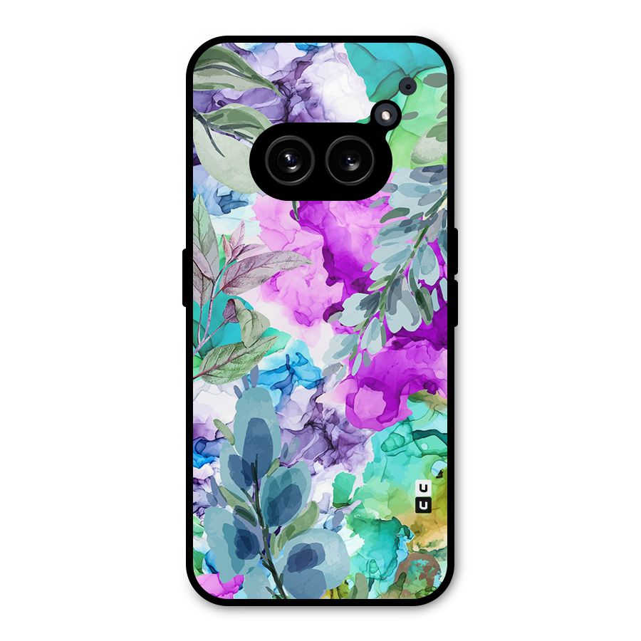Decorative Florals Printed Metal Back Case for Nothing Phone 2a Plus