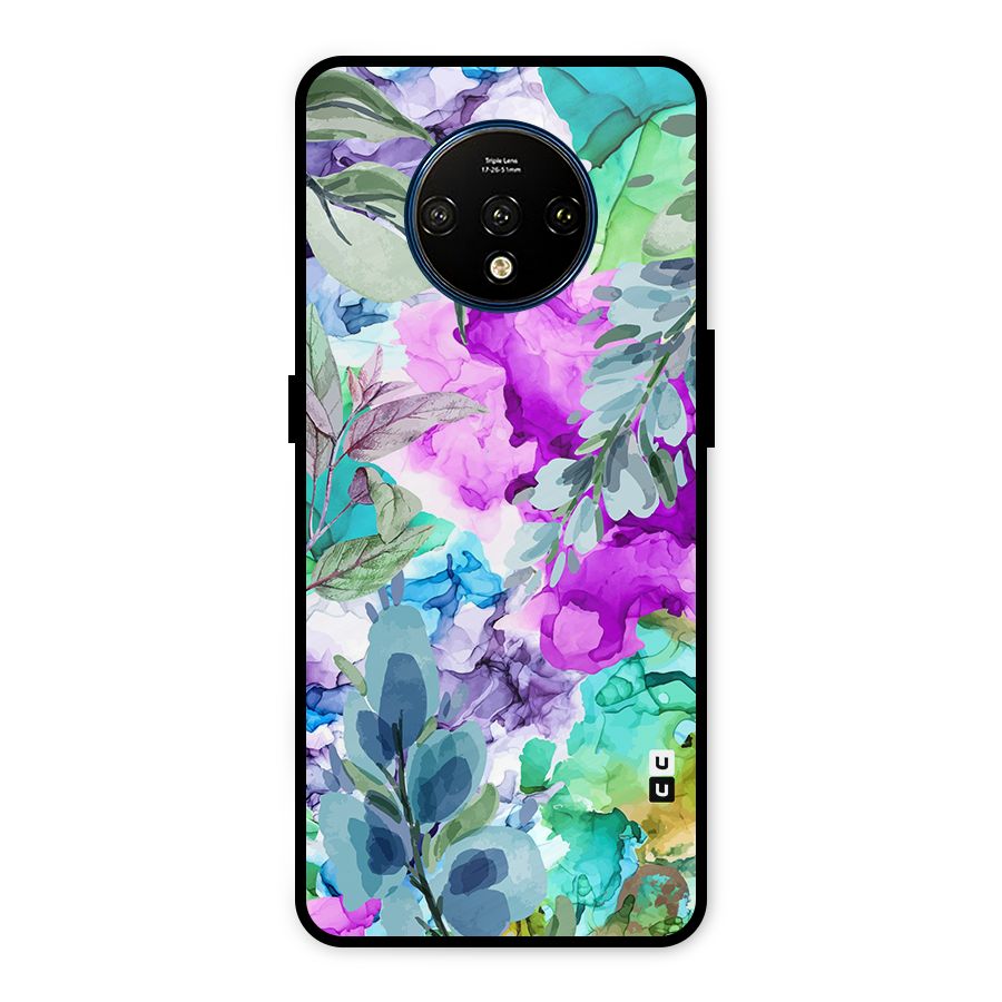 Decorative Florals Printed Metal Back Case for OnePlus 7T