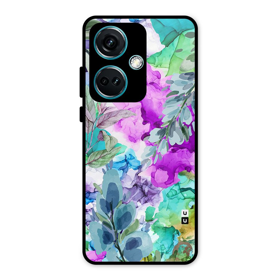 Decorative Florals Printed Metal Back Case for OnePlus Nord CE 3 5G