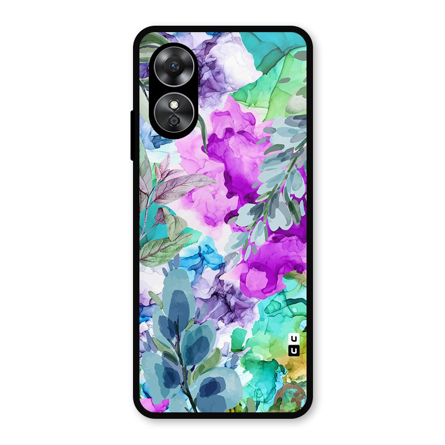 Decorative Florals Printed Metal Back Case for Oppo A17
