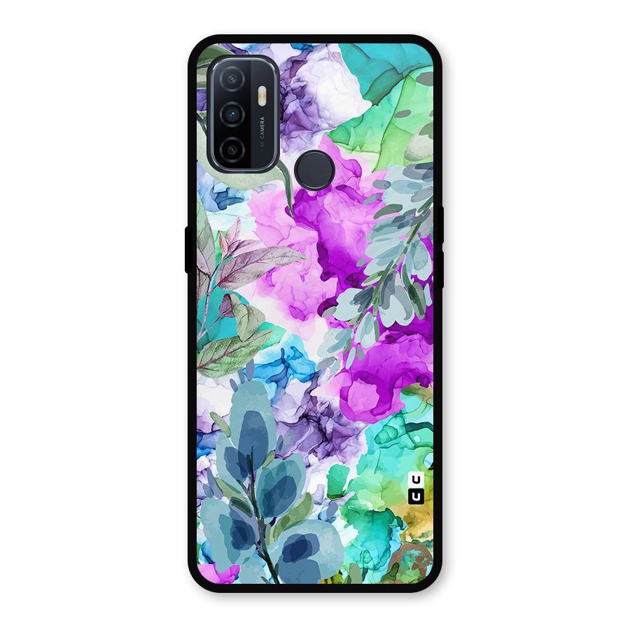 Decorative Florals Printed Metal Back Case for Oppo A53