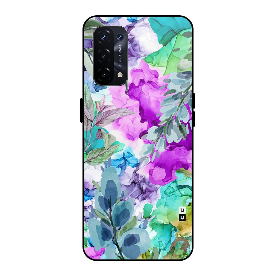 Decorative Florals Printed Metal Back Case for Oppo A74 5G