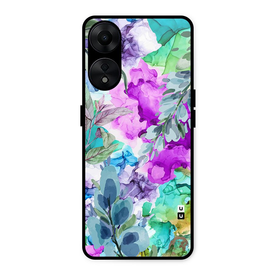 Decorative Florals Printed Metal Back Case for Oppo A78 5G