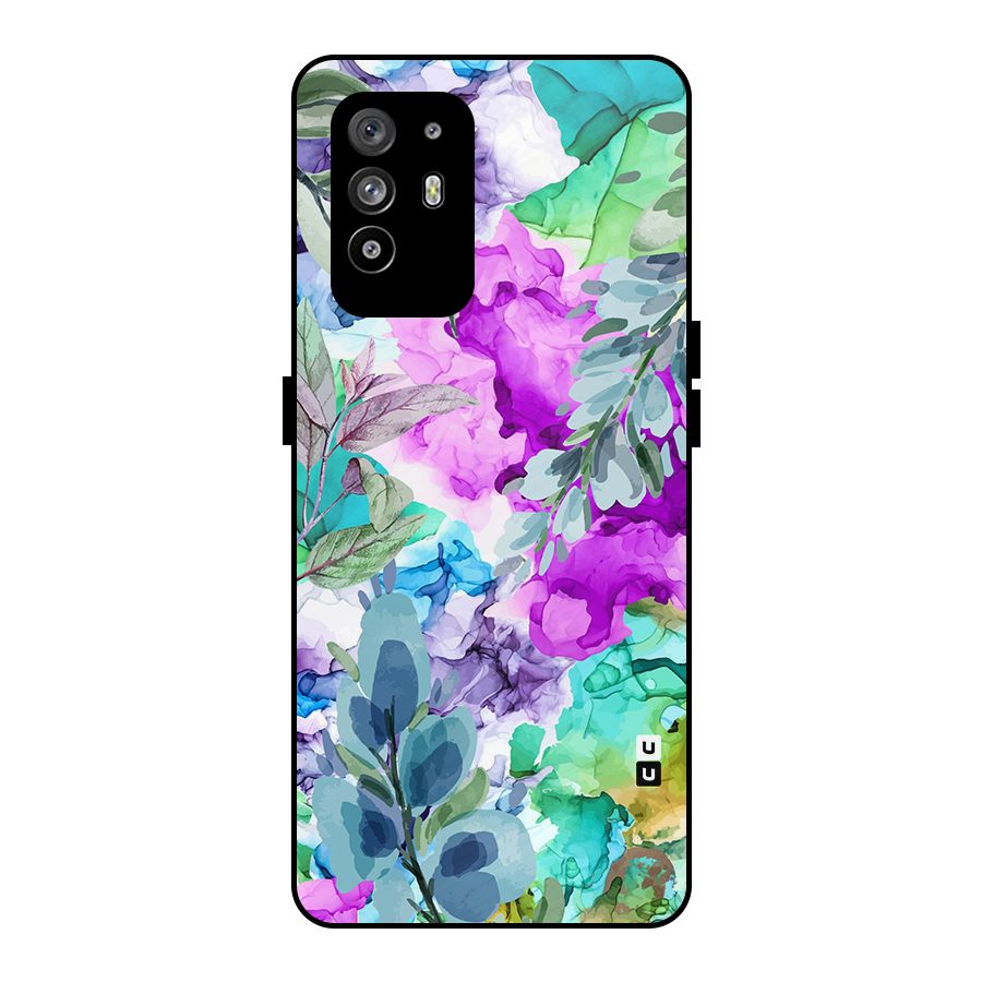 Decorative Florals Printed Metal Back Case for Oppo F19 Pro Plus 5G