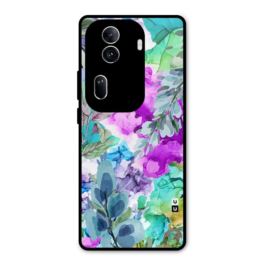 Decorative Florals Printed Metal Back Case for Oppo Reno11 Pro 5G