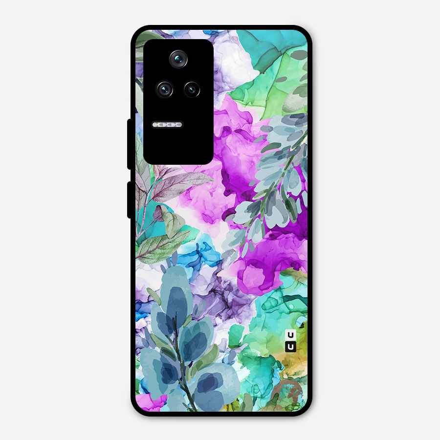 Decorative Florals Printed Metal Back Case for Poco F4 5G