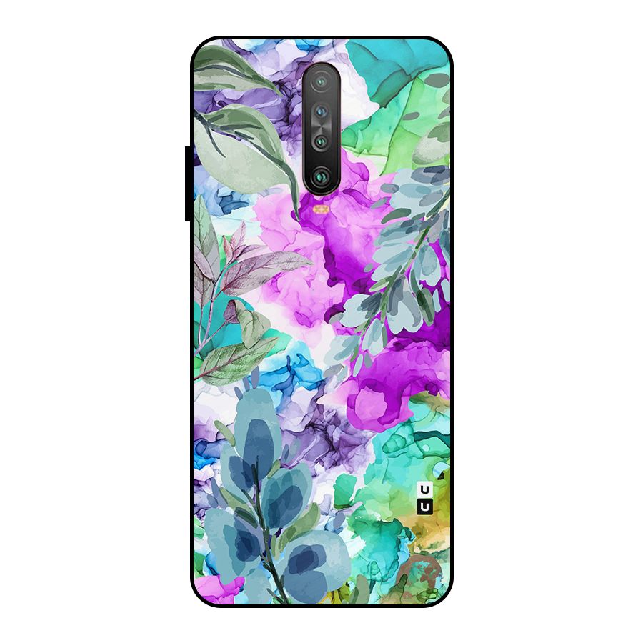 Decorative Florals Printed Metal Back Case for Poco X2