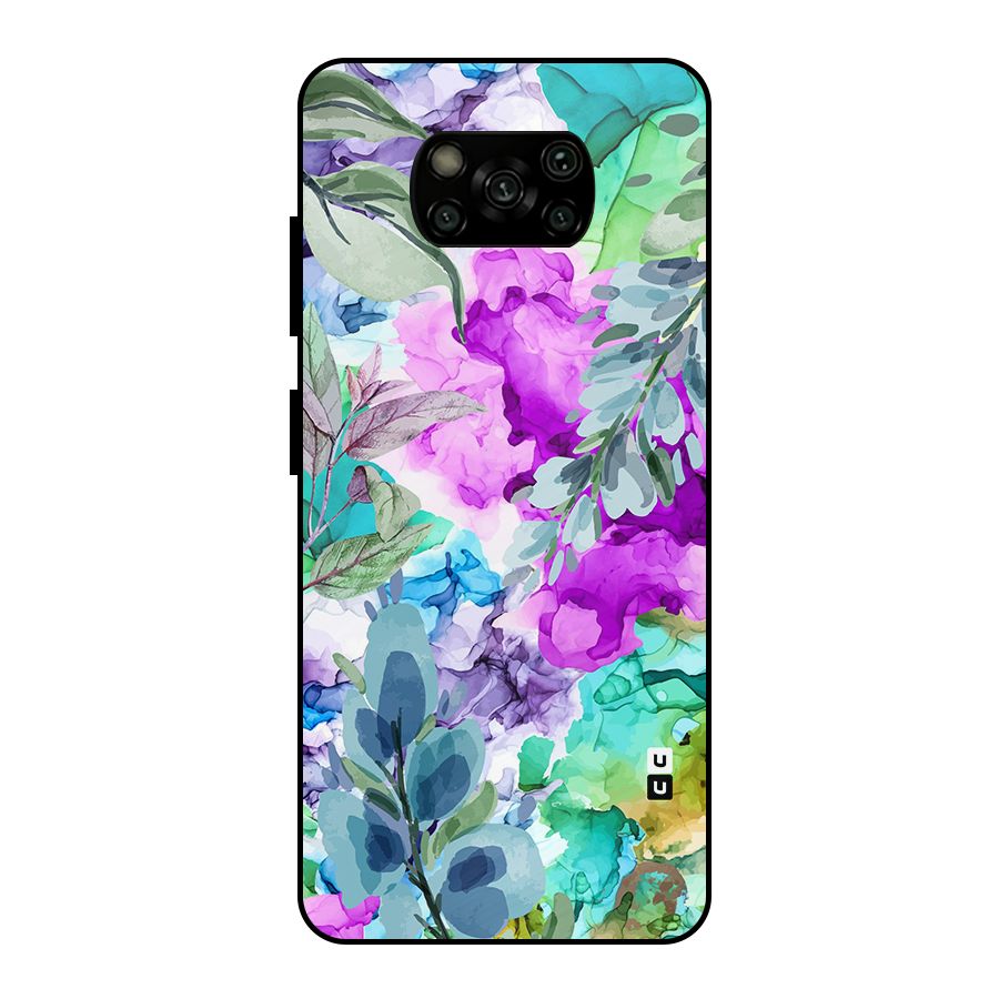 Decorative Florals Printed Metal Back Case for Poco X3