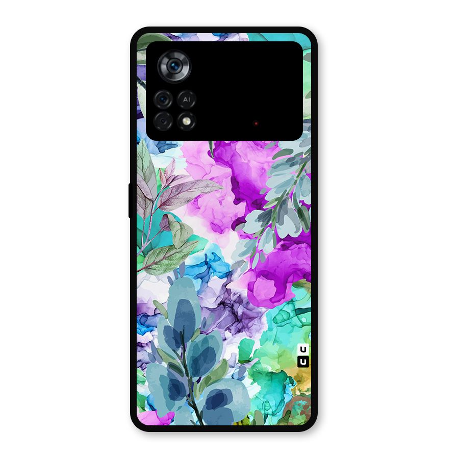 Decorative Florals Printed Metal Back Case for Poco X4 Pro 5G