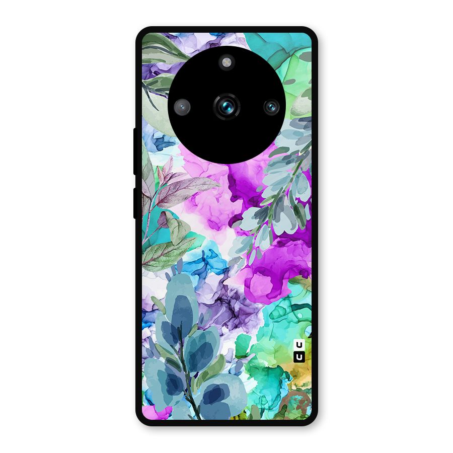 Decorative Florals Printed Metal Back Case for Realme 11 Pro