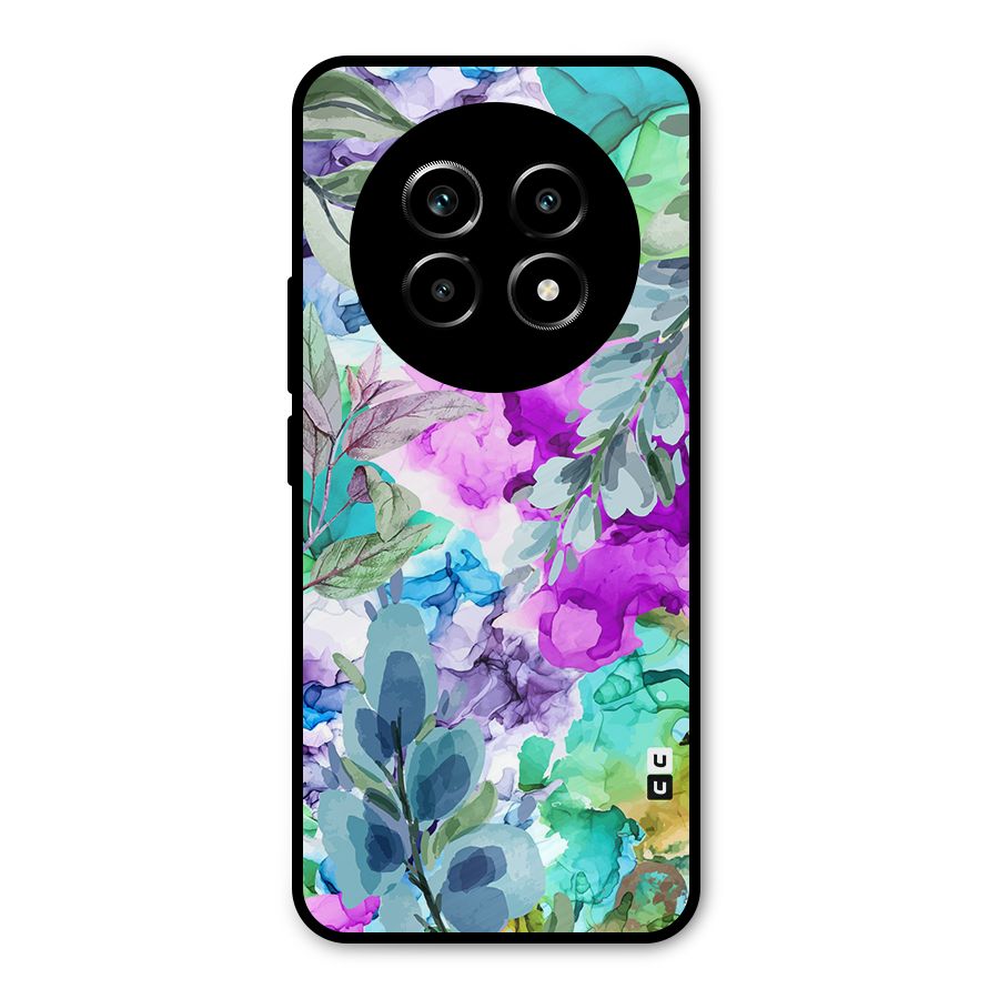 Decorative Florals Printed Metal Back Case for Realme 13 Pro