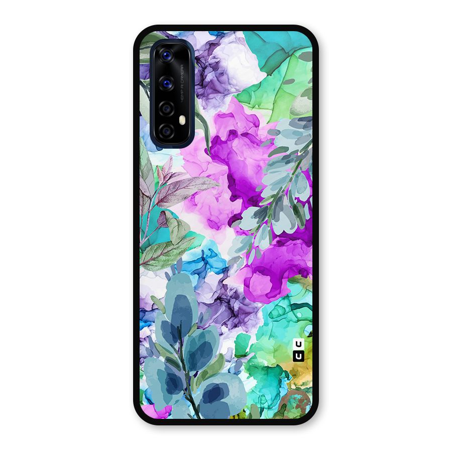 Decorative Florals Printed Metal Back Case for Realme 7