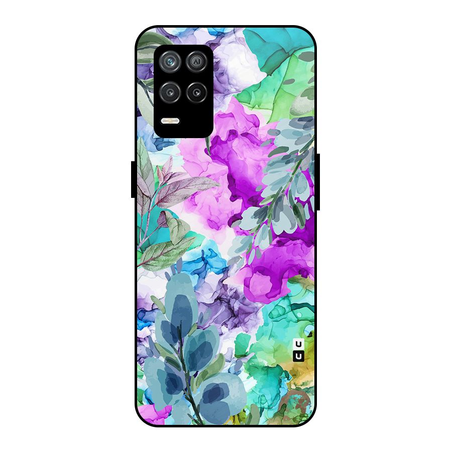 Decorative Florals Printed Metal Back Case for Realme 8 5G