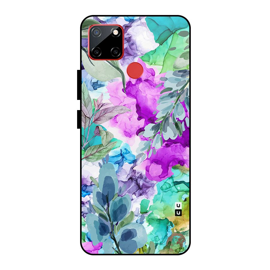 Decorative Florals Printed Metal Back Case for Realme C12