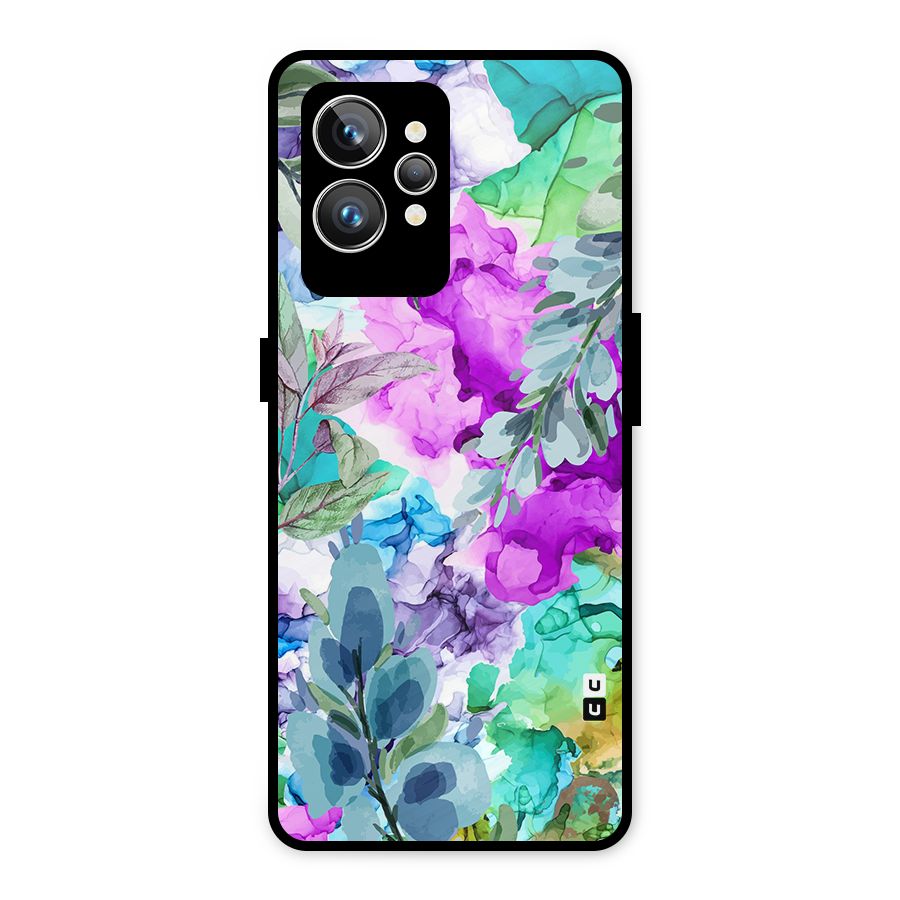 Decorative Florals Printed Metal Back Case for Realme GT2 Pro