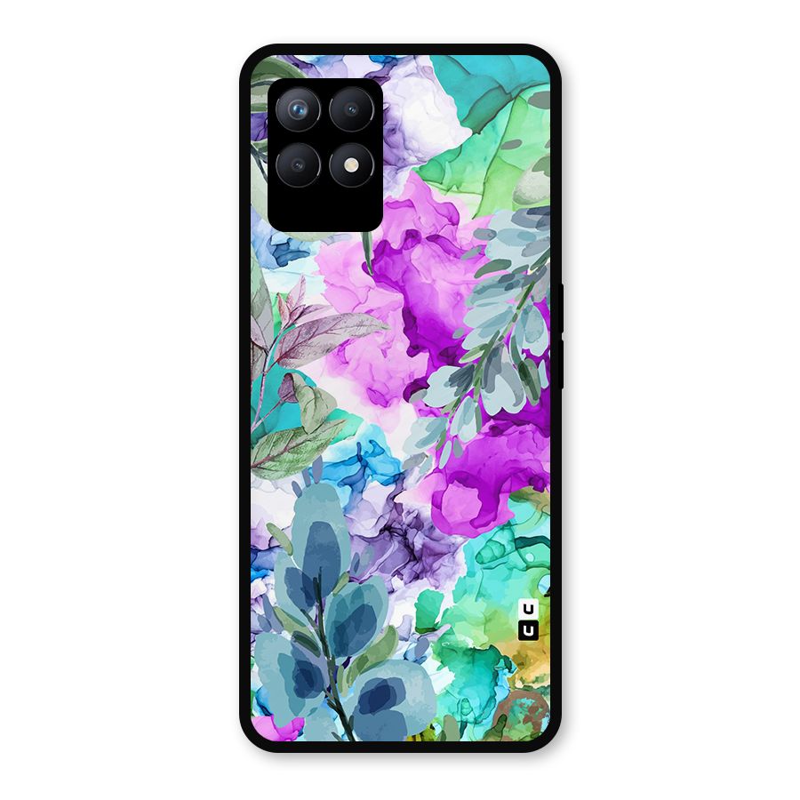 Decorative Florals Printed Metal Back Case for Realme Narzo 50