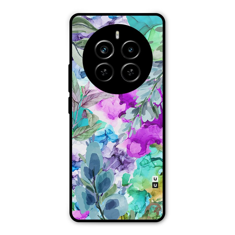 Decorative Florals Printed Metal Back Case for Realme P1 Pro