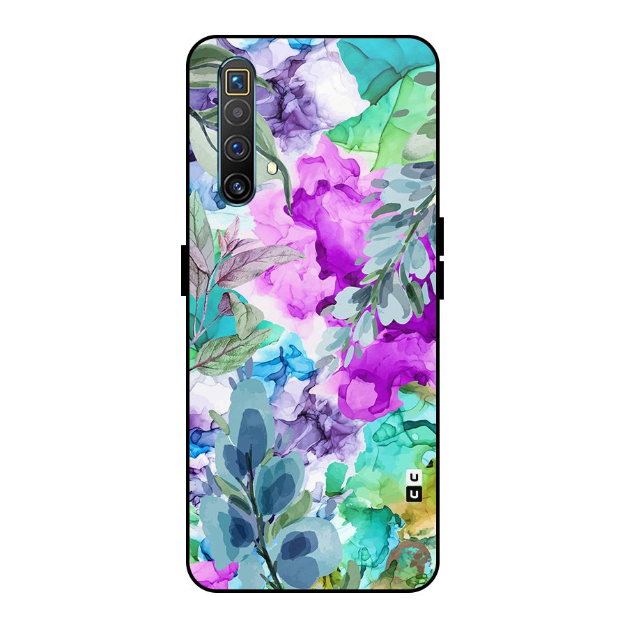 Decorative Florals Printed Metal Back Case for Realme X3 SuperZoom