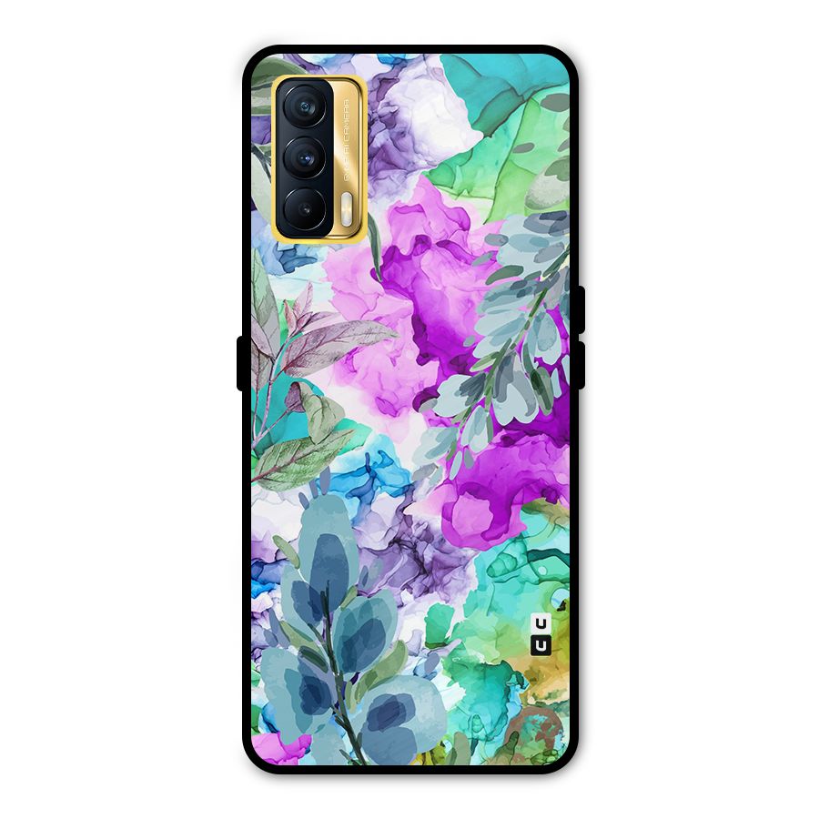 Decorative Florals Printed Metal Back Case for Realme X7