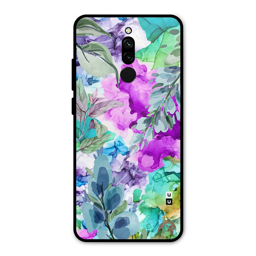 Decorative Florals Printed Metal Back Case for Redmi 8