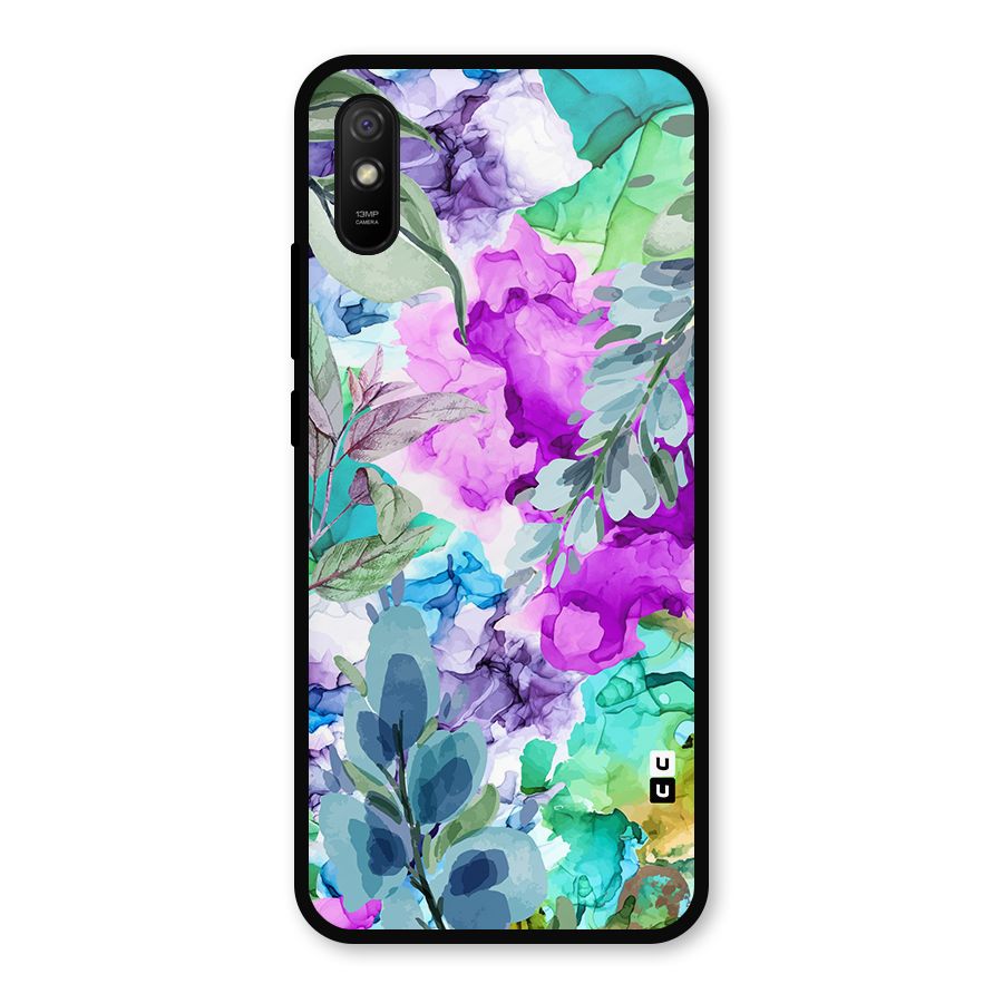 Decorative Florals Printed Metal Back Case for Redmi 9i