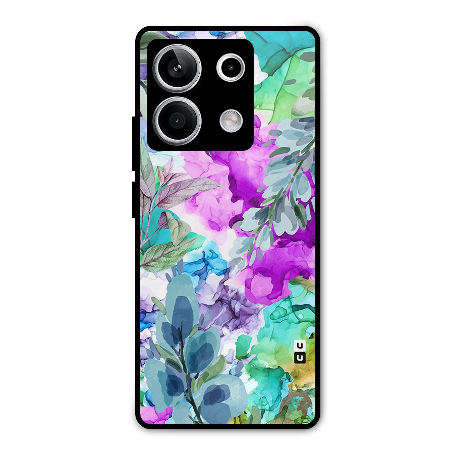 Decorative Florals Printed Metal Back Case for Redmi Note 13 5G